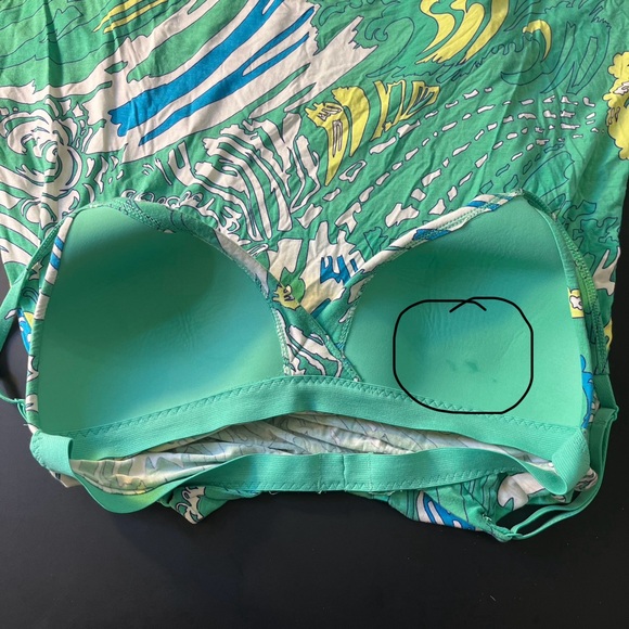 Vintage Victoria’s Secret Green and Yellow Ocean Print Dress w/ Built-in Bra - Picture 3 of 4